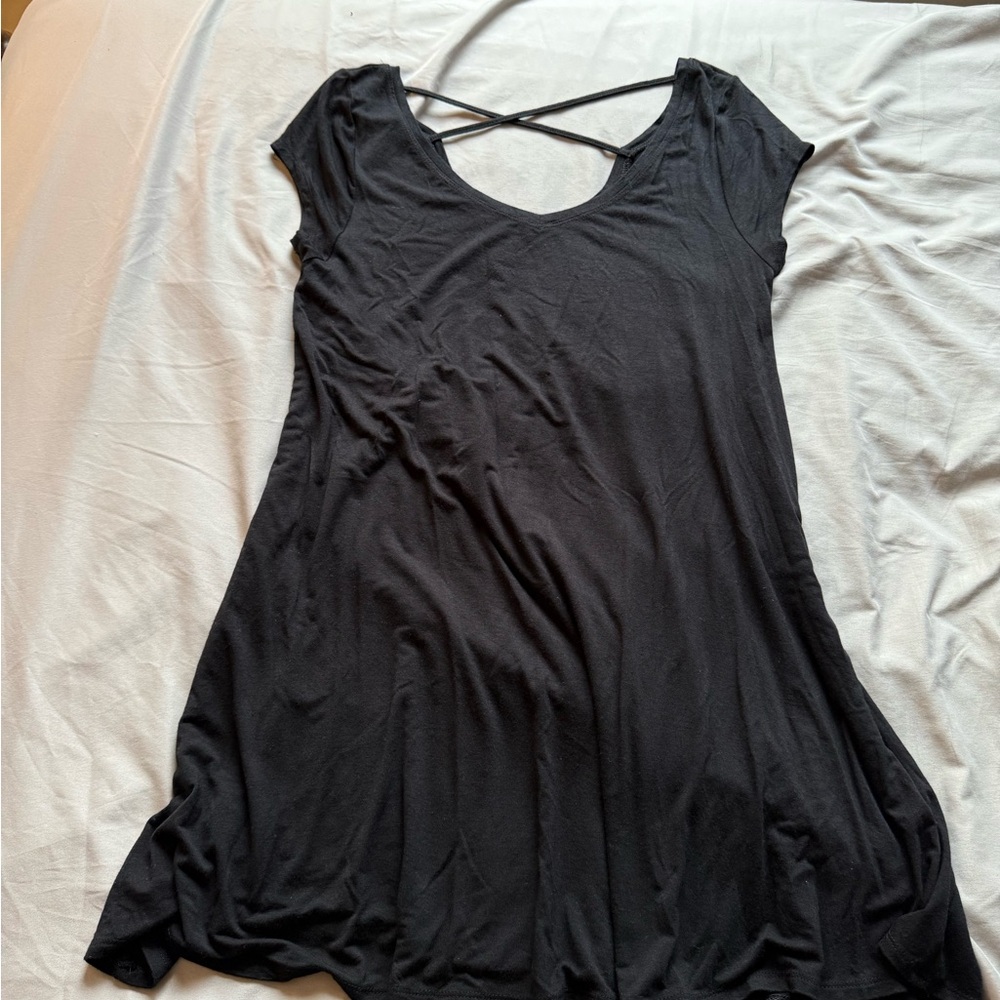 Black Swing Dress with Crisscross Back